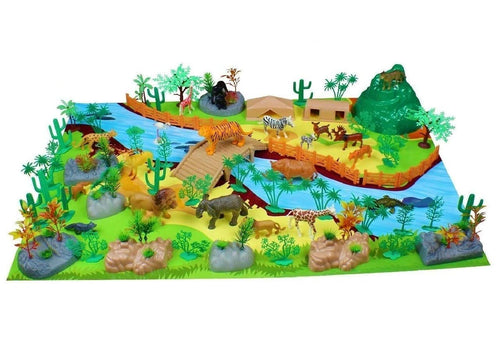 Exclusive Colorful Learning Animal Kingdom Toy Play Set for Kids, Educational Toy Set for Kids, Wild Animal Kingdom 111 Pcs with Play Mat (Multicolor)