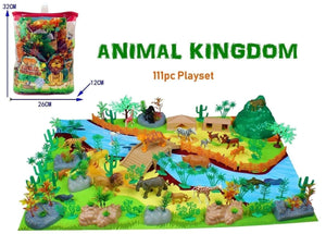 Exclusive Colorful Learning Animal Kingdom Toy Play Set for Kids, Educational Toy Set for Kids, Wild Animal Kingdom 111 Pcs with Play Mat (Multicolor)