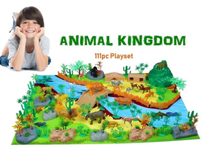 Exclusive Colorful Learning Animal Kingdom Toy Play Set for Kids, Educational Toy Set for Kids, Wild Animal Kingdom 111 Pcs with Play Mat (Multicolor)