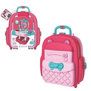 30 Pcs School Bag Beauty Makeup & Hair Dressing Kit for Kids | Cute Dresser Set Toy Kit for Girls