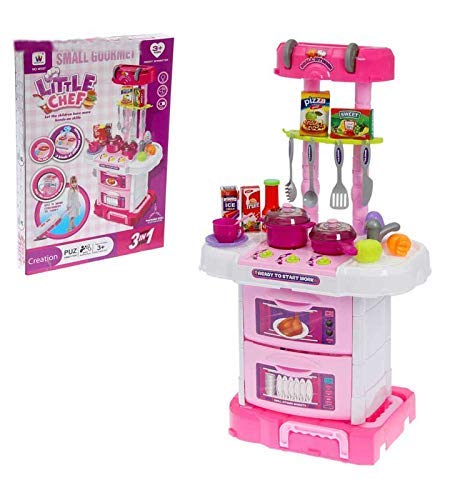 3 in 1 Little Kids Kitchen Play Set with & Sound Cooking Kitchen Set Play Toy / Pretend Play Kitchen Cooking Set Toy for Kids