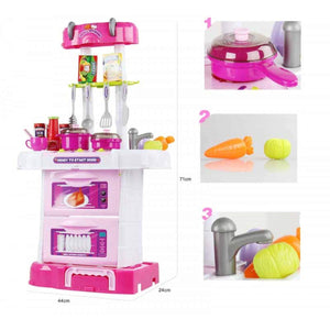 3 in 1 Little Kids Kitchen Play Set with & Sound Cooking Kitchen Set Play Toy / Pretend Play Kitchen Cooking Set Toy for Kids