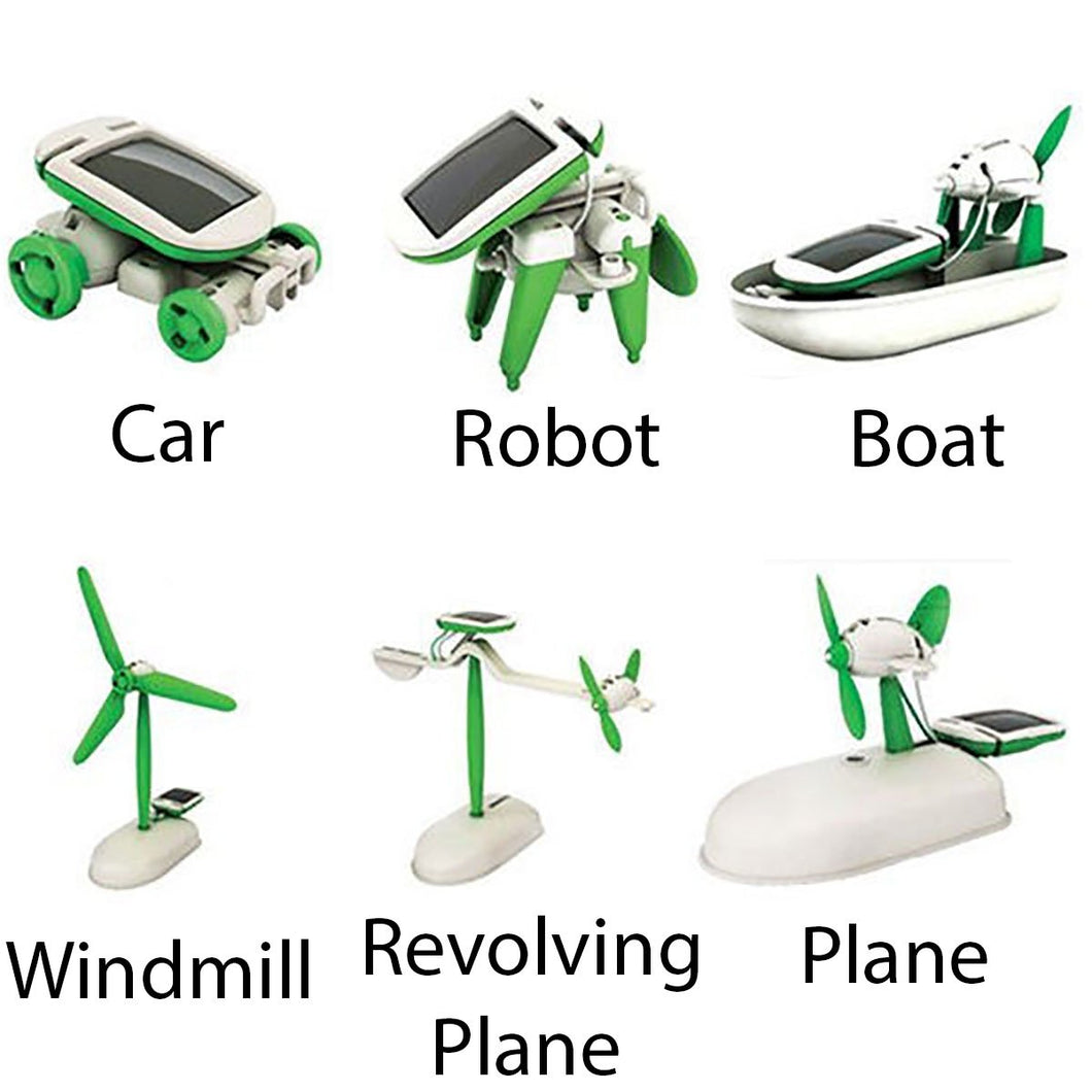 Build DIY 6 in 1 Educational Learning Solar Kit (Green)