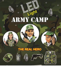 Load image into Gallery viewer, Army Kids Play Tent House Foldable Indoor Outdoor - With Toy Gun, Toy Grenade, Army Jacket And Led Lights Inside-Green