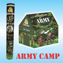 Load image into Gallery viewer, Army Kids Play Tent House Foldable Indoor Outdoor - With Toy Gun, Toy Grenade, Army Jacket And Led Lights Inside-Green