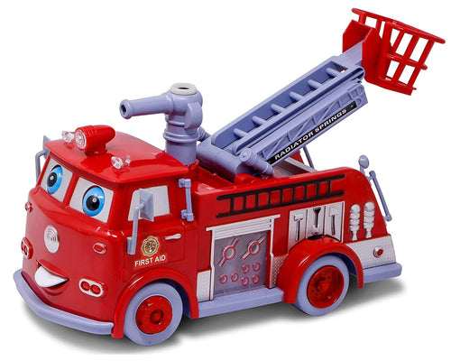 Red Fire Safety Rescue Truck with Emergency Light & Sound. Bubble Blowing Pump and Adjustable Ladder.