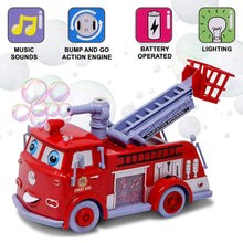 Load image into Gallery viewer, Red Fire Safety Rescue Truck with Emergency Light &amp; Sound. Bubble Blowing Pump and Adjustable Ladder.