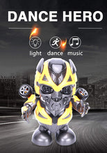 Load image into Gallery viewer, Bump and Go Dancing Hero Robot Toy with 3D Lights &amp; Sound, Dancing Toy, Battery Operated Toy,Kids Baby Electric Toys with Light and Music