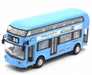 Double Decker Die Cast Metal Body Pink Luxury Bus with Real Sound and LED Light with Pull Back and Door Opening Feature