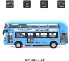 Load image into Gallery viewer, Double Decker Die Cast Metal Body Pink Luxury Bus with Real Sound and LED Light with Pull Back and Door Opening Feature