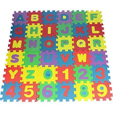 Load image into Gallery viewer, 36 pcs Alphanumeric Non-Toxic EVA Foam, Interlocking Puzzle with ABCD and 0-9 Numbers Set, Mini Size Play Toy Mat for Kids (4 x 4 inch)