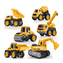 Load image into Gallery viewer, Set of 6 Wheel Metal Construction Trucks Gift Pack Set, Unbreakable Pull Back Friction Powered Engineering Car Construction Vehicle for Kids ,Yellow