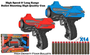 Twin Mini 2 High Speed and Long Range Bullet Gun Pistol Toy with 14 Soft Foam Bullets for Kids