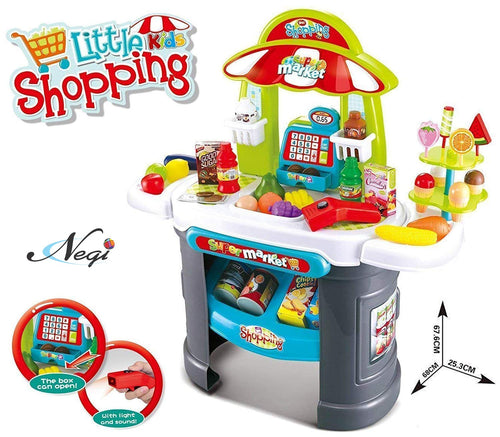 61 Pcs Luxury Supermarket Grocery Store for Little Kids Shopping with Working Scanner Realistic Playset.(Multicolor)(Supermarket Shop)