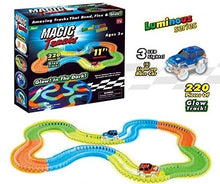 Load image into Gallery viewer, Magic Tracks Bend Flex &amp; Glow Racetrack With Led Flashing Race Cars (Multi Color) 220 Pieces