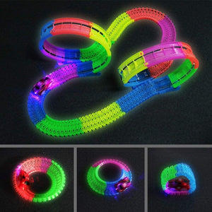 Magic Tracks Bend Flex & Glow Racetrack With Led Flashing Race Cars (Multi Color) 220 Pieces