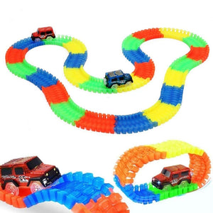 Magic Tracks Bend Flex & Glow Racetrack With Led Flashing Race Cars (Multi Color) 220 Pieces