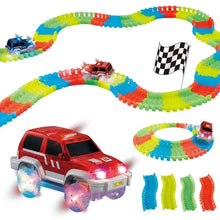 Load image into Gallery viewer, Magic Tracks Bend Flex &amp; Glow Racetrack With Led Flashing Race Cars (Multi Color) 220 Pieces