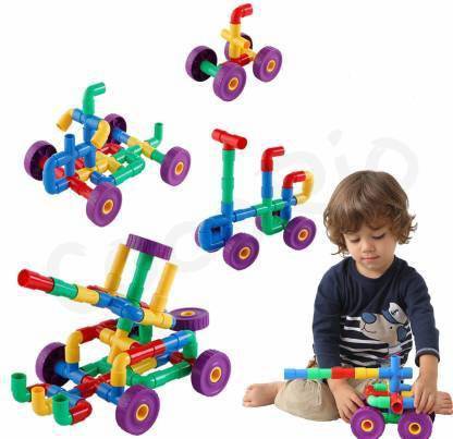 Colorful Creative Education Construction High Quality Plastic Water Pipe Shaped Building Blocks Toy + Assured Free Gift (56 Pieces) (56 Pieces)  (56 Pieces)