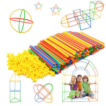 Load image into Gallery viewer, Baby Building Construction Puzzle Children&#39;s Puzzle Straw Blocks Pipette Stitching Assembly Straw Build Blocks Creative Toy