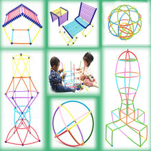 Load image into Gallery viewer, Baby Building Construction Puzzle Children&#39;s Puzzle Straw Blocks Pipette Stitching Assembly Straw Build Blocks Creative Toy