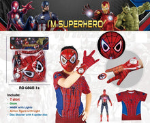 Load image into Gallery viewer, Super Hero Power Action Figures with Accessories Mask,Launcher,T-Shirt,Gloves,Figure and Most Unique Disc Launcher Toy for Kids Set of 6