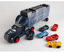Load image into Gallery viewer, Big Transporter Storage Parking Truck with 6 Metal Alloy Minicars and Ejection Racing Track Car Launcher for Boys and Girls Birthday Gift (Container Truck Ramp)