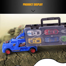 Load image into Gallery viewer, Big Transporter Storage Parking Truck with 6 Metal Alloy Minicars and Ejection Racing Track Car Launcher for Boys and Girls Birthday Gift (Container Truck Ramp)