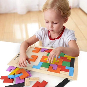 Wood Intelligence Brain Games Building Blocks 40 Pcs Educational Toy, Children's Puzzle Board Game for Ages 3 + Boys Girls