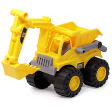 Load image into Gallery viewer, Friction Powered Dig and Dump Construction Toy for Kids | Push and Go Feature (2 in 1 Dumper and Excavator) by Zest 4 Toys- Yellow