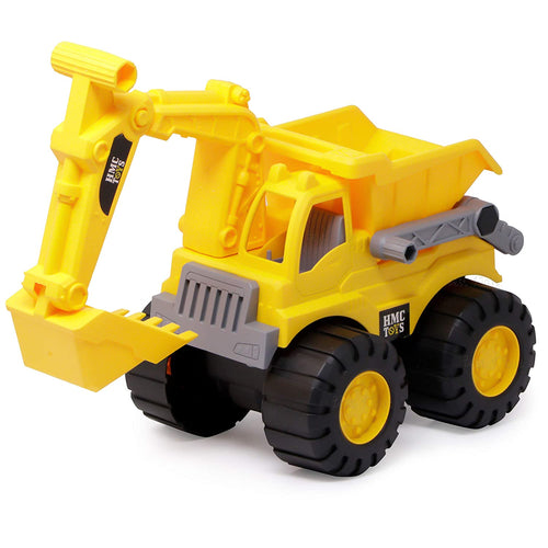 Friction Powered Dig and Dump Construction Toy for Kids | Push and Go Feature (2 in 1 Dumper and Excavator) by Zest 4 Toys- Yellow