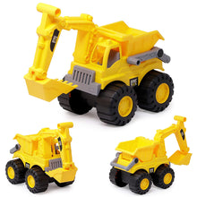 Load image into Gallery viewer, Friction Powered Dig and Dump Construction Toy for Kids | Push and Go Feature (2 in 1 Dumper and Excavator) by Zest 4 Toys- Yellow